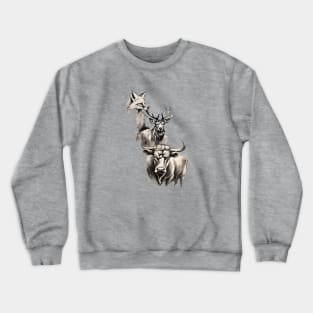 Inkwork Stag Vixen and Bull Crewneck Sweatshirt